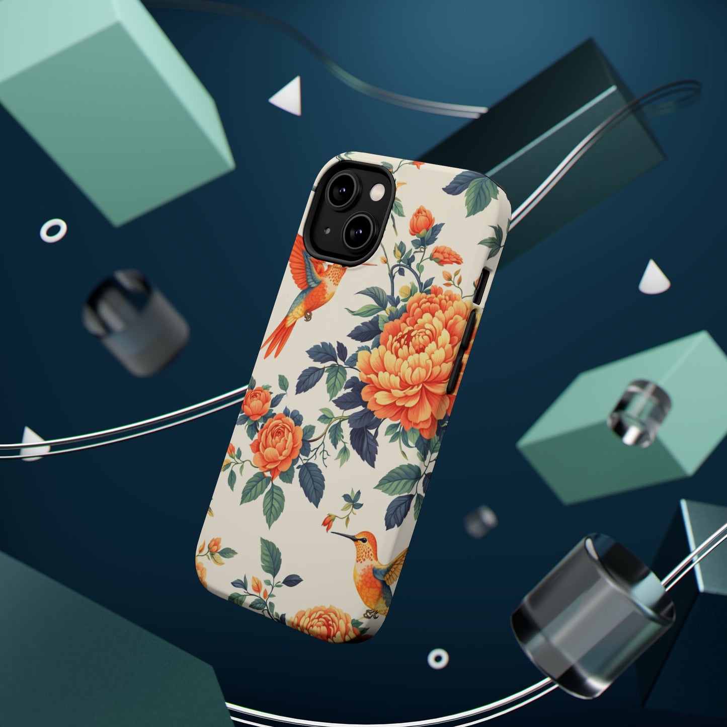 Floral Hummingbird Magnetic Phone Case — Impact-Resistant Protective Cover