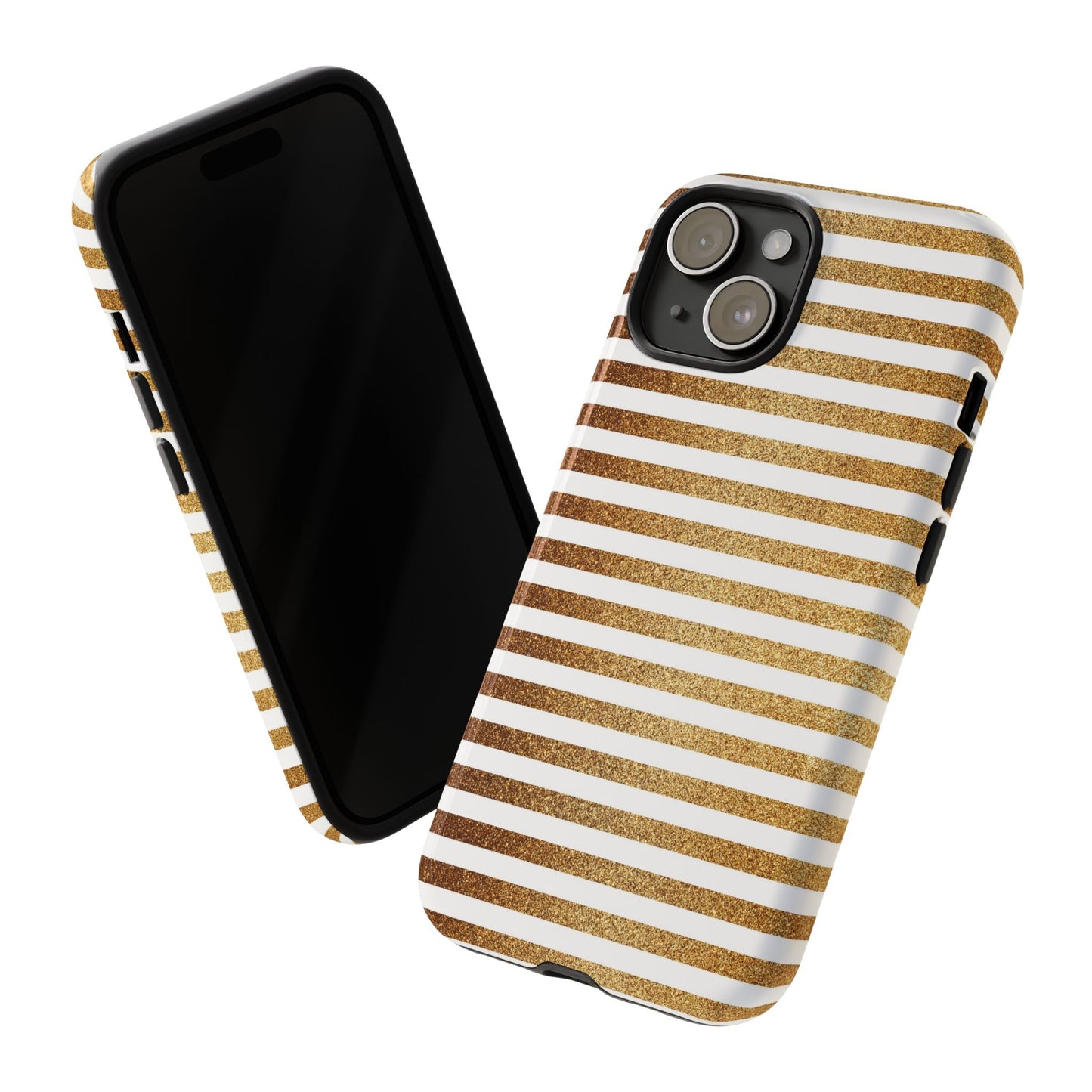 Glamorous Gold Striped Phone Case | Tough Cases, Stylish Phone Cover, Chic Accessories, Gift for Her, Fashionable Tech