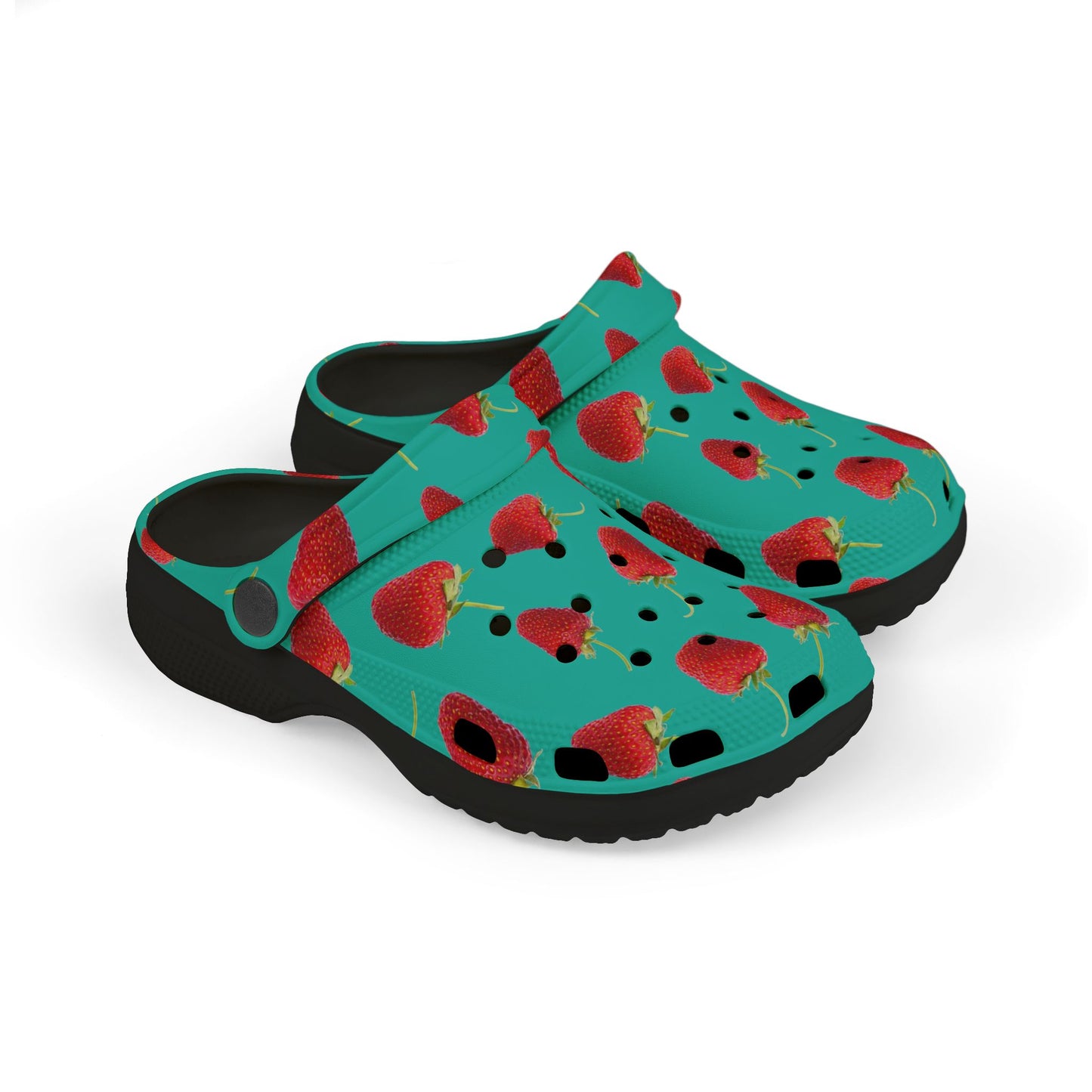 Strawberry Print Kid's EVA Foam Clogs, Fun Summer Footwear, Playful Garden Clogs, Kids Summer Shoes, Cute Outdoor Sandals