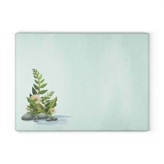 Floral Glass Cutting Board, Kitchen Decor, Gift for Chefs, Housewarming, Food Prep Board, Elegant Serving Tray