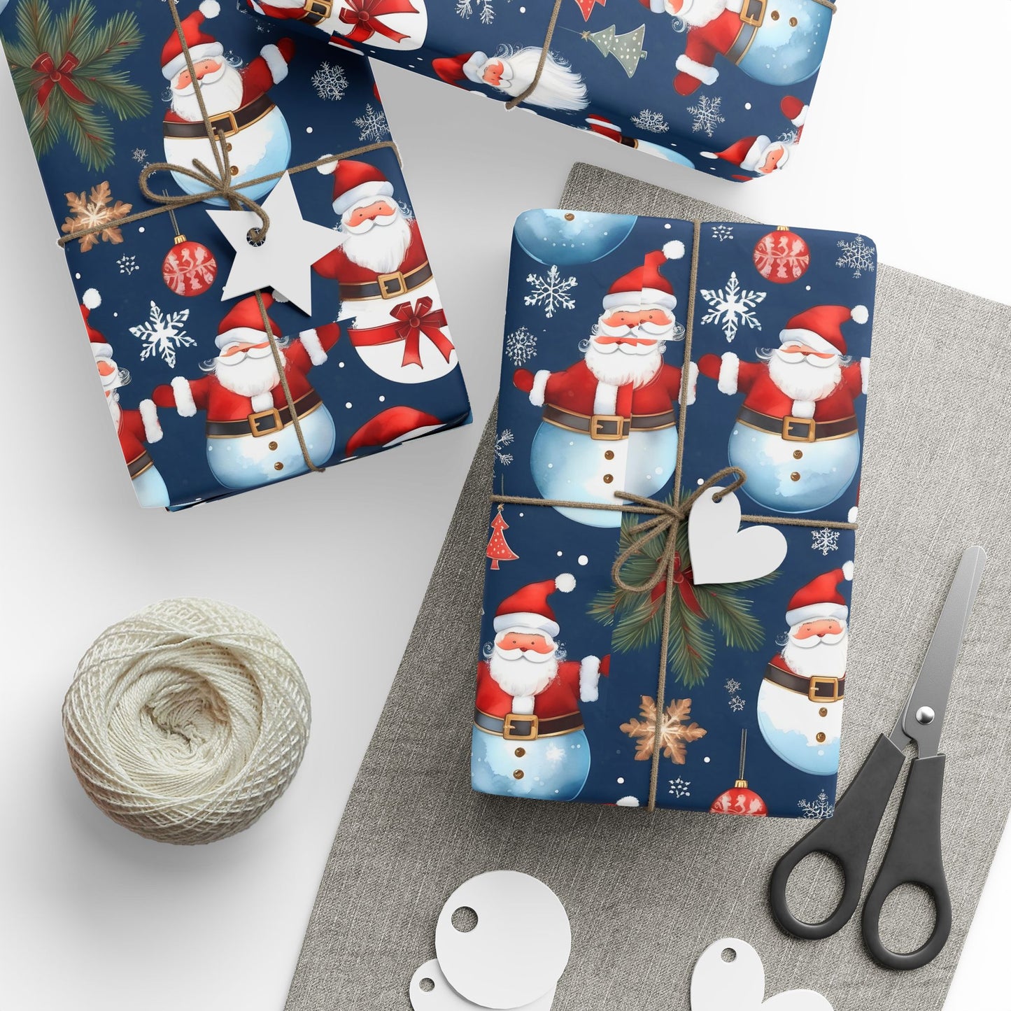 Christmas Snowman & Santa Wrapping Paper Roll — Festive Holiday Gift Wrap