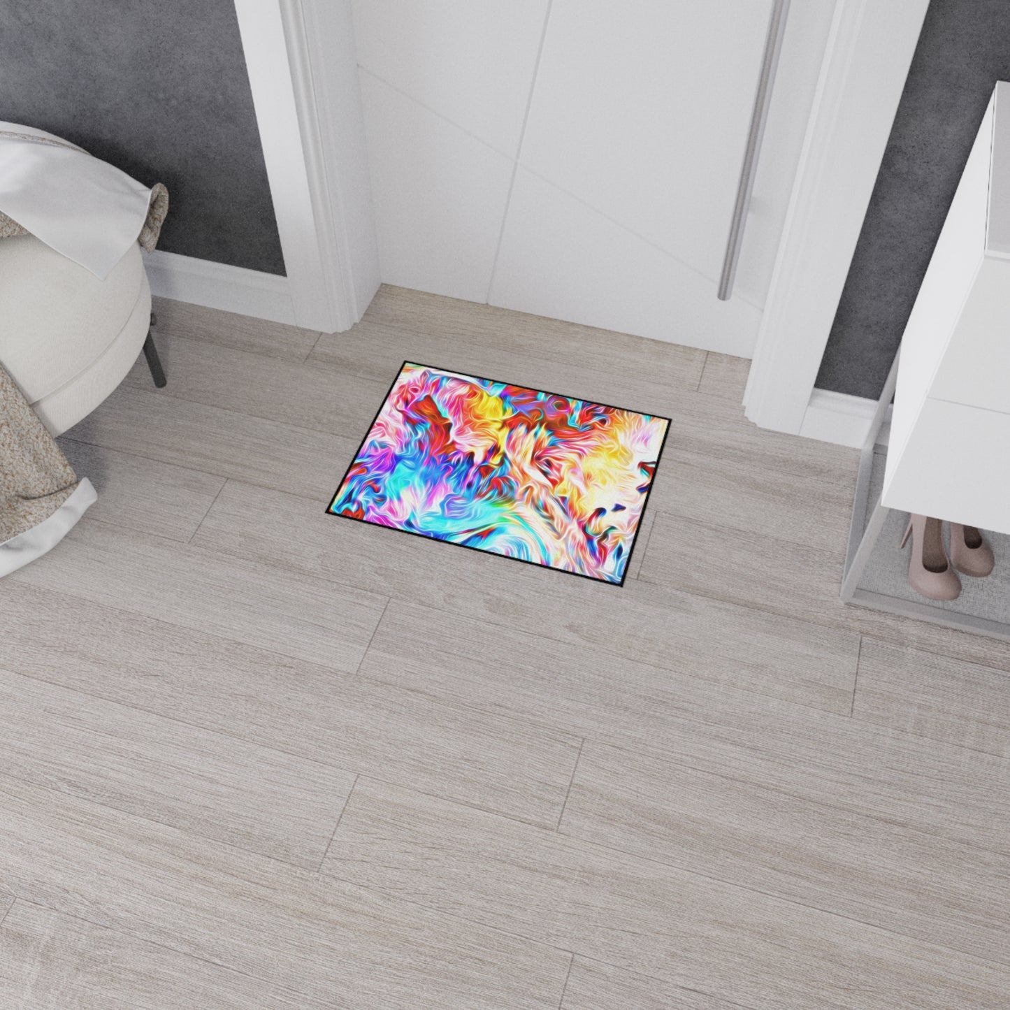 Abstract Swirl Heavy-Duty Floor Mat — Vibrant Colorful Entryway Rug