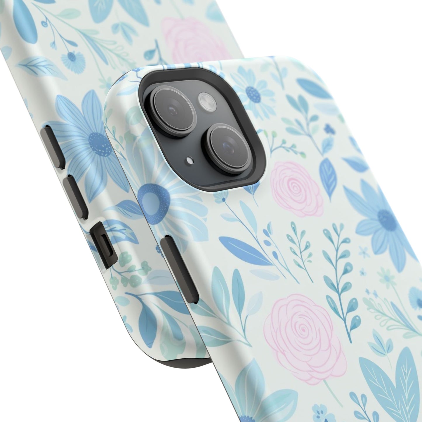 Floral Pastel Magnetic Impact Phone Case — Blue & Pink Botanical Design