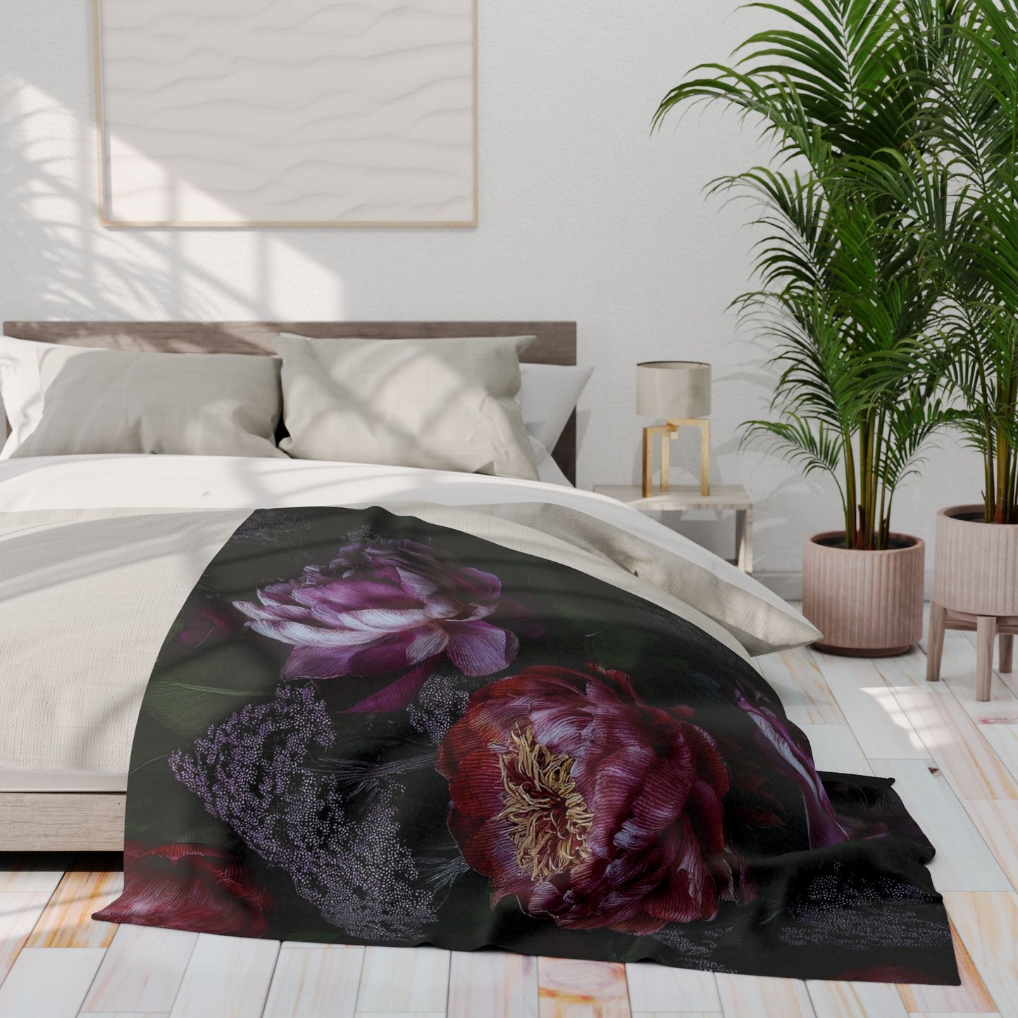 Floral Arctic Fleece Blanket, Cozy Home Decor, Gift for Her, All-Season Warmth, Elegant Design for Home, Flower Throw