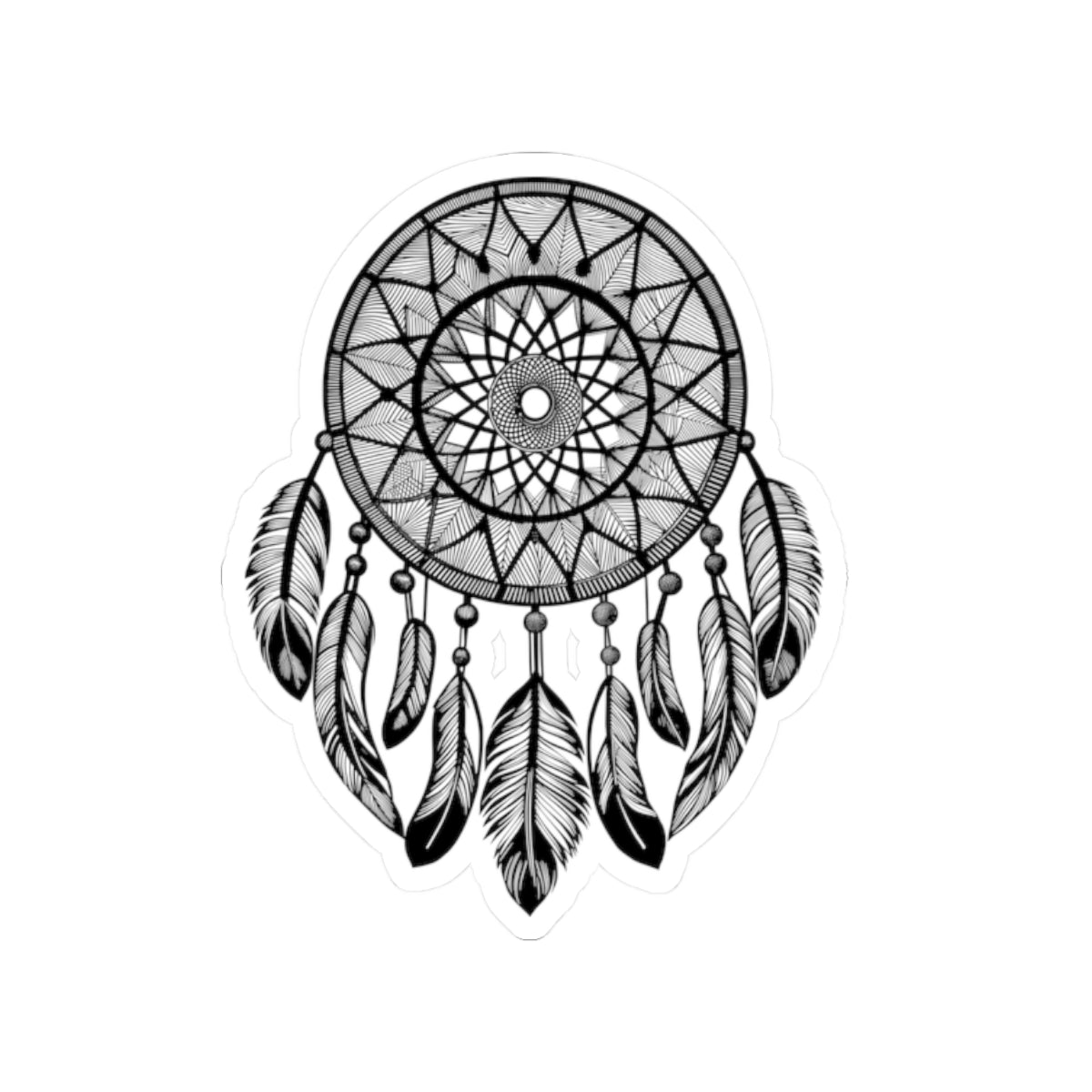 Dreamcatcher Kiss-Cut Sticker — Boho Feather Laptop Decal