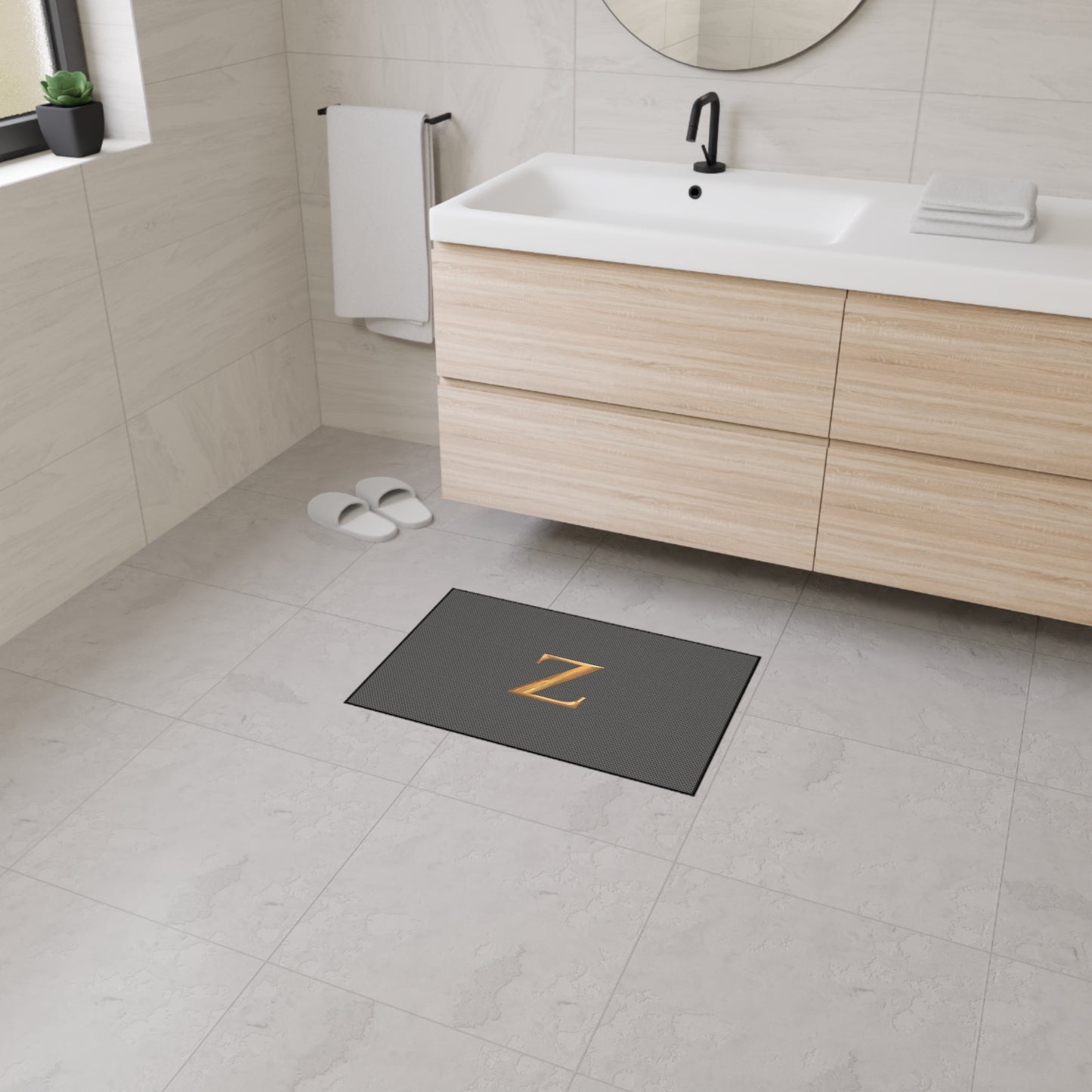 Gray and Gold Monogram Z Heavy-Duty Floor Mat