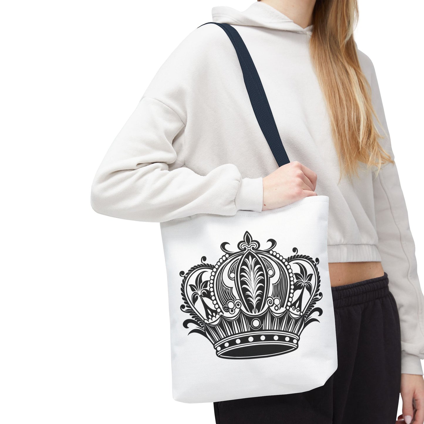 Crown Design Tote Bag, Royal Style Shopping Tote, Chic Grocery Bag, Gift for Her, Fashionable Accessories