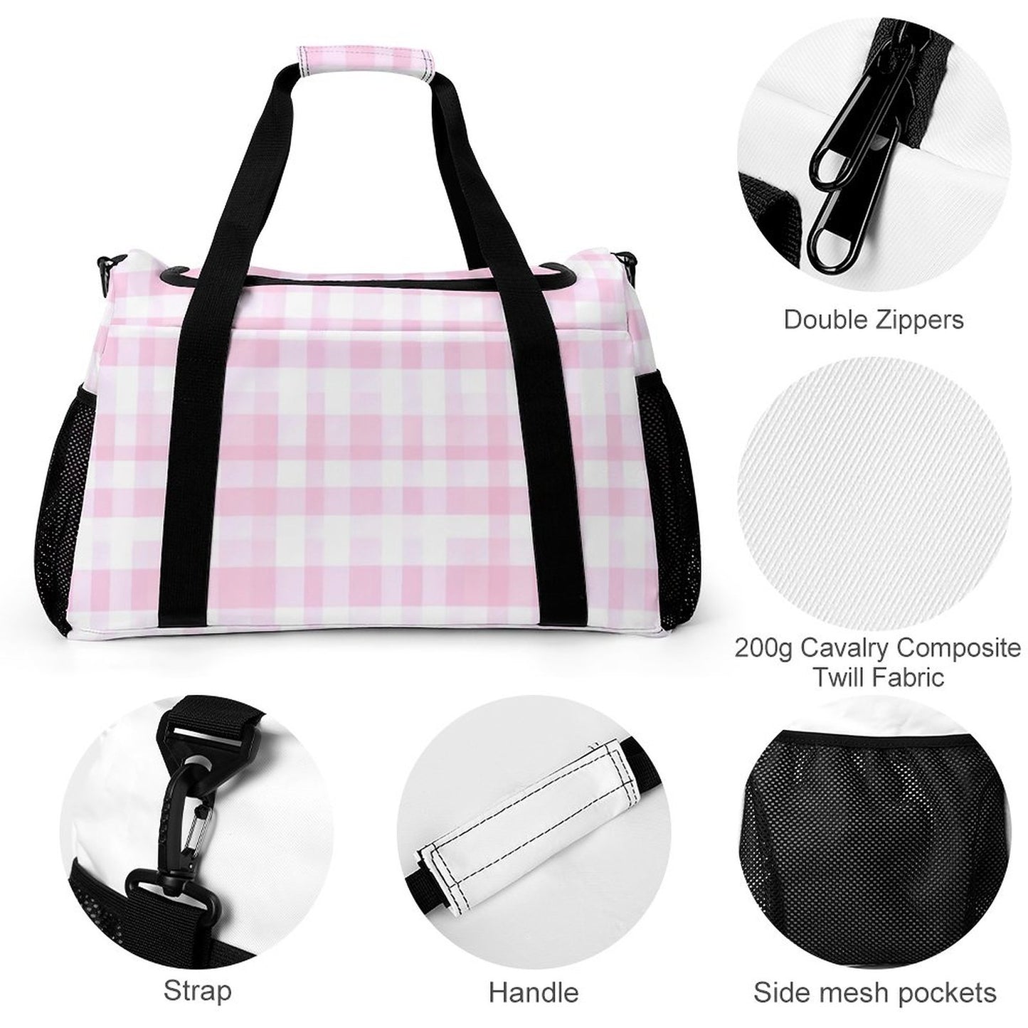 Travel Duffel Bag Pink Checker