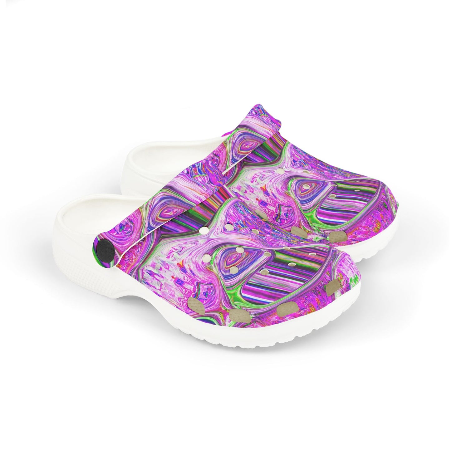 Kids Purple Swirl EVA Foam Clogs — Colorful Psychedelic All-Over Print