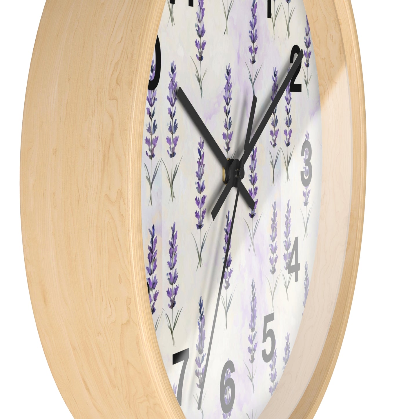 Lavender Sprig Wall Clock — Botanical Floral Clock for Kitchen, Bedroom & Living Room
