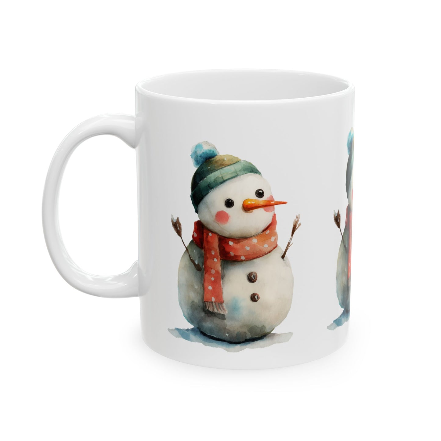 Whimsical Snowman Ceramic Mug, Holiday Gift, Winter Decor, Hot Cocoa Mug, Christmas Present, Cozy Kitchen Accessory