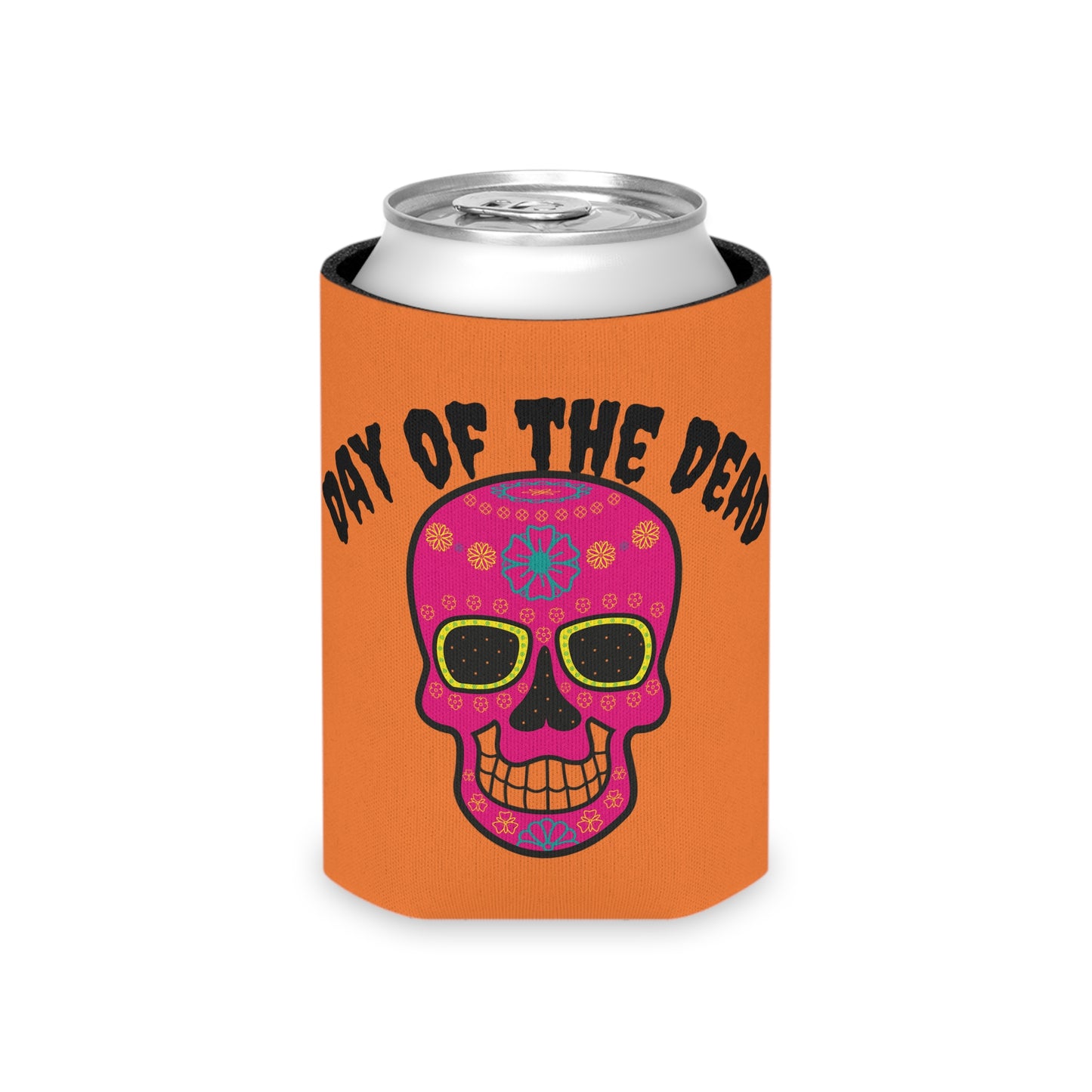 Vibrant Day of the Dead Can Cooler, Mexican Fiesta Drink Sleeve, Party Accessory, Halloween Celebration, Gift for Him/Her