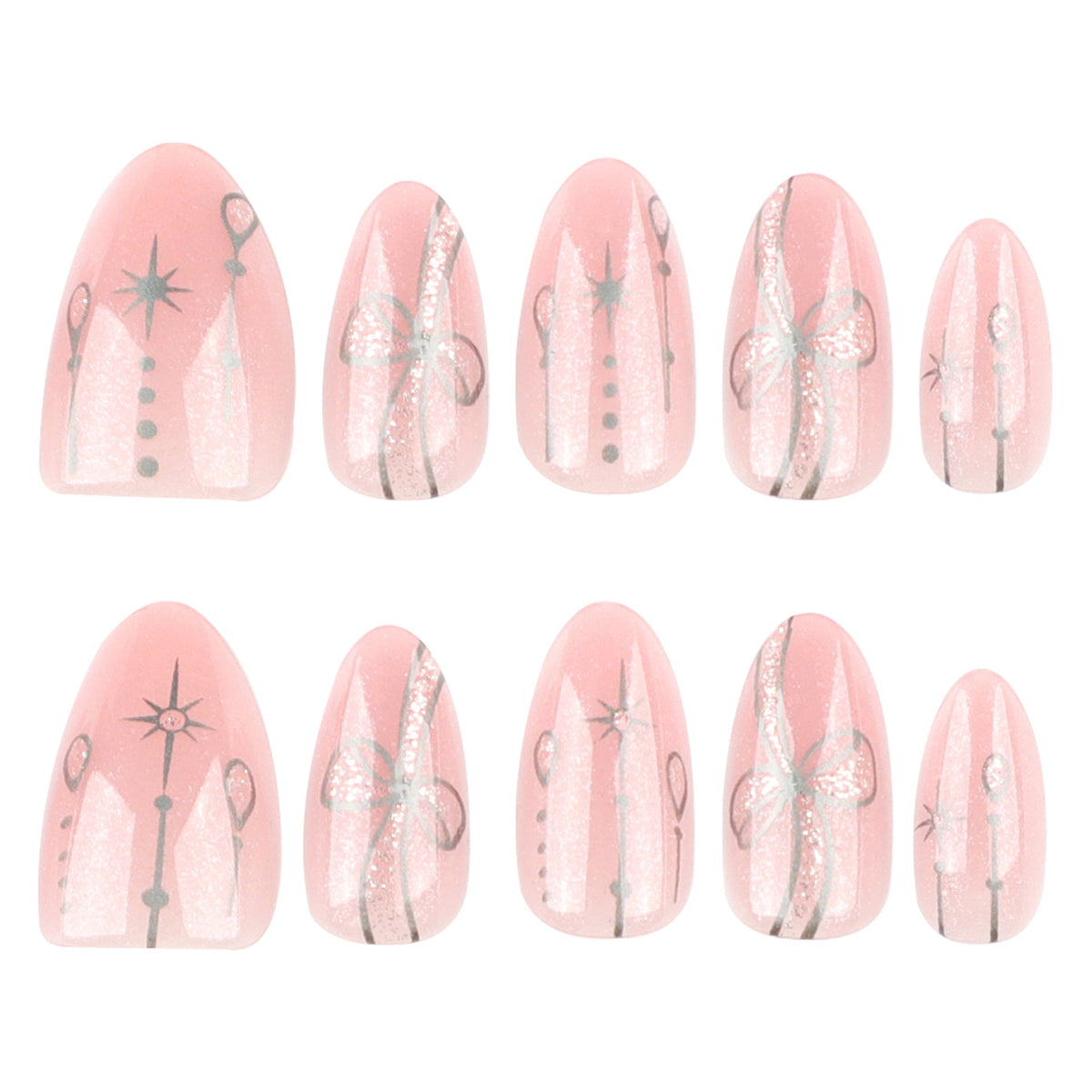 Bohemian short almond light pink press-on nails – Image 5