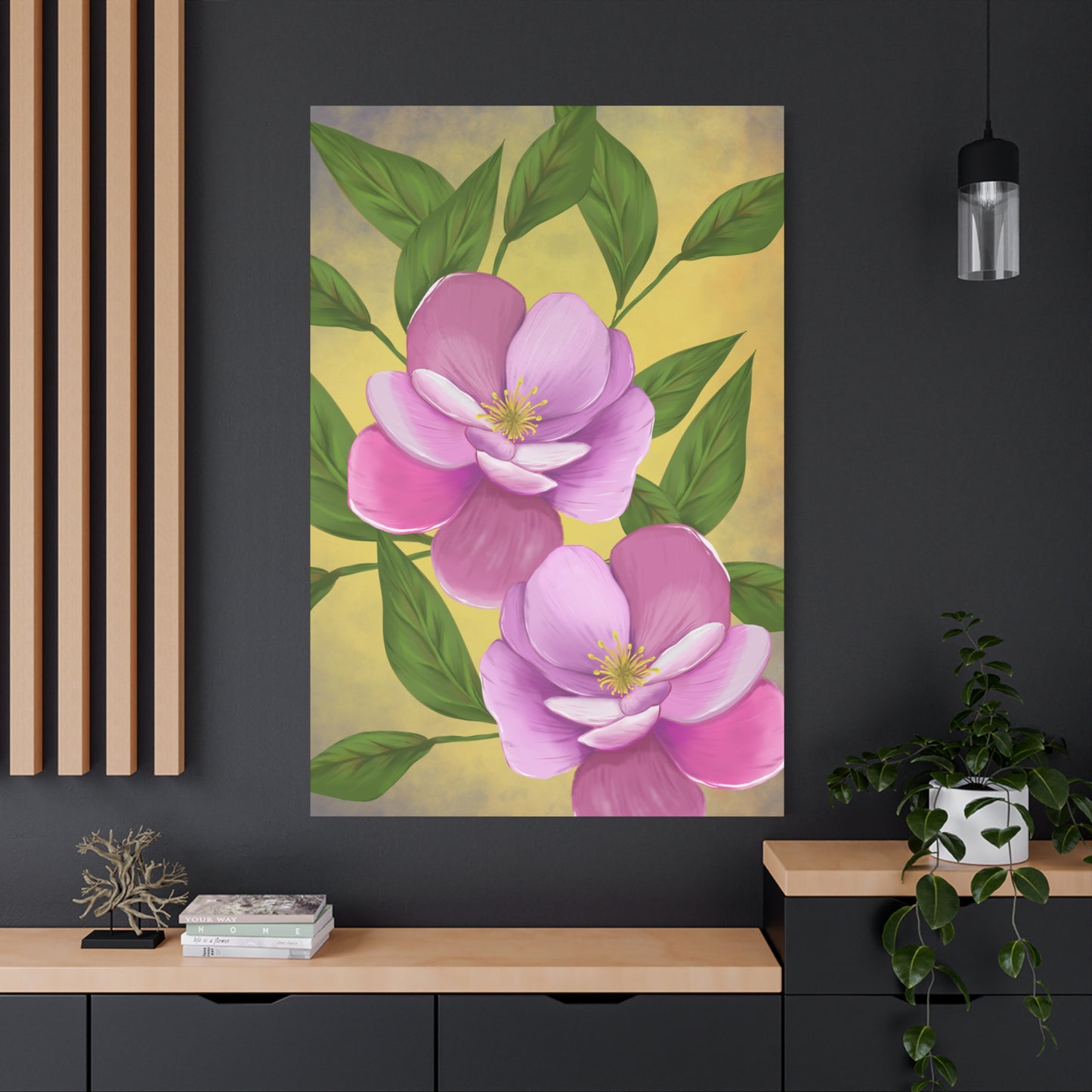 Matte Canvas, Stretched, 1.25" Tulips Pink and Purple Flowers