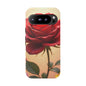 Floral Phone Case with Red Rose Design, Tough Phone Cover, Flower Print, Gift for Her, Stylish Accessory, Floral Aesthetic