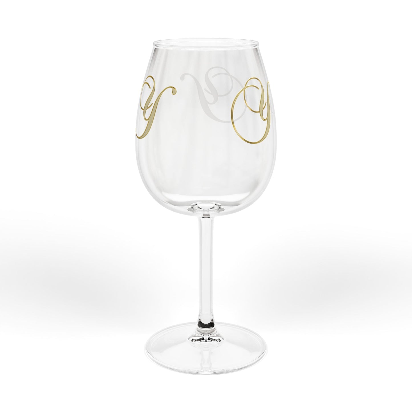 Monogrammed 12oz Wine Glass — Gold Script 'Y' Stemmed Glass