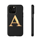 Custom Phone Case with Gold Letter A, Monogrammed Gift, Tough Protective Case, Personalized Phone Accessory, Unique Phone Cover