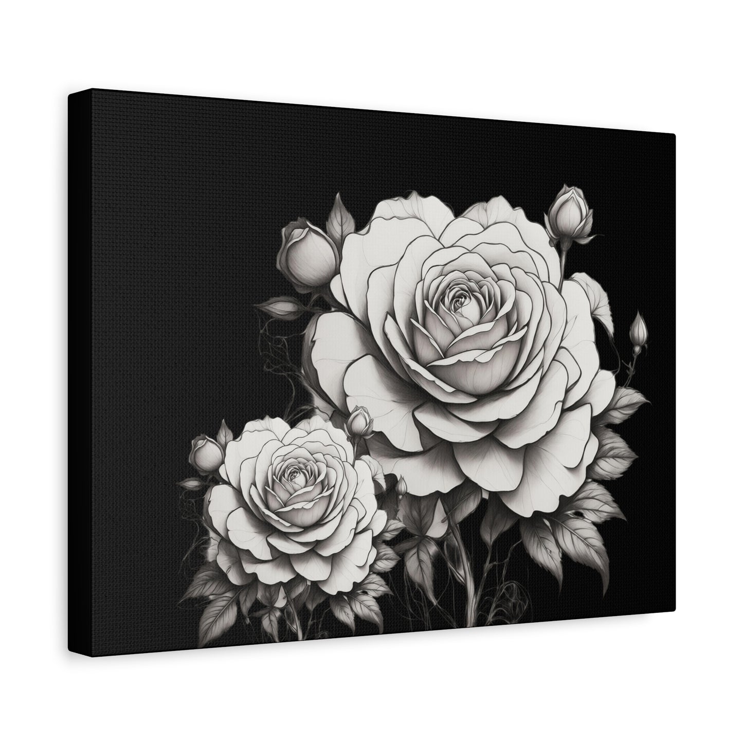 Monochrome Rose Canvas Print — Black & White Floral Wall Art