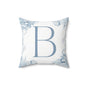 Monogram Pillow — Elegant Blue Floral “B” Decorative Throw Pillow