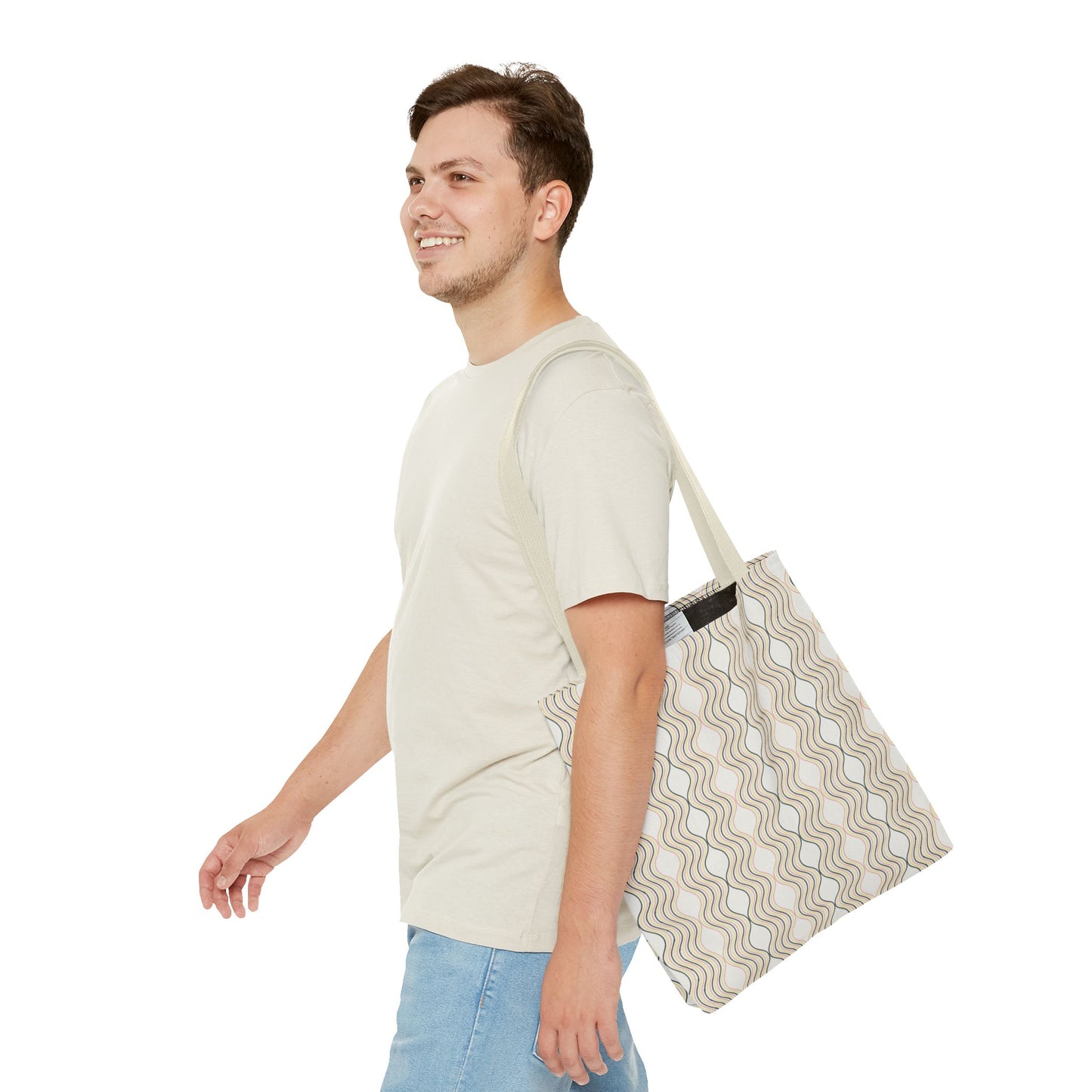 Waves Pattern Tote Bag, Boho Chic Handbag, Everyday Carry, Beach Bag, Gift for Her, Eco-Friendly Style