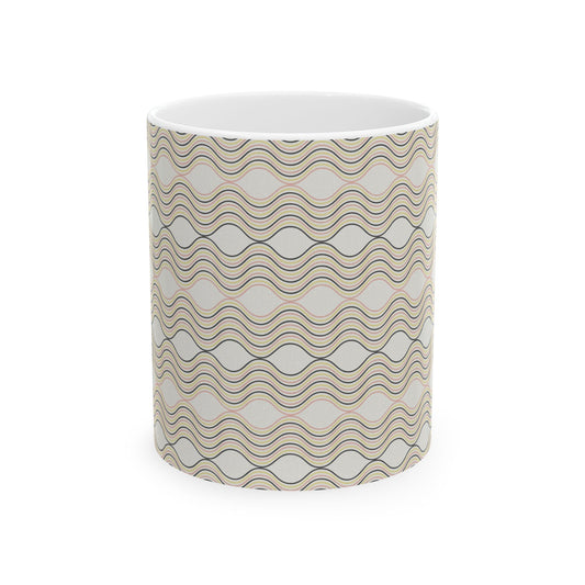 Wave Pattern Ceramic Mug - Cozy Coffee Cup, Unique Gift for Tea Lovers, Home Decor, Housewarming, Birthday, Holiday