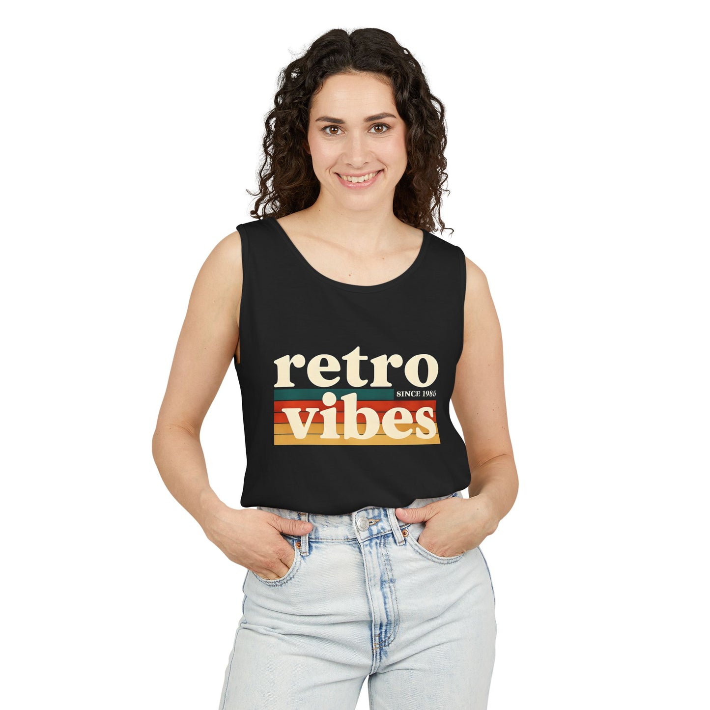 Retro Vibes Tank Top - Unisex Summer Apparel, Casual Wear, Beach Attire, Vintage Style, Gift for Friends