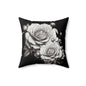 Elegant Floral Decorative Pillow, Home Decor, Gift for Her, Black and White Cushion, Boho Chic Pillow