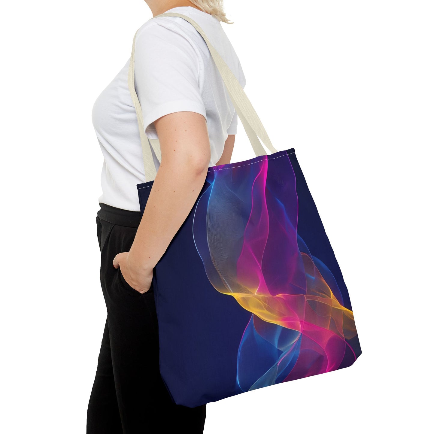 Colorful Abstract Tote Bag, Stylish Shopping Bag, Reusable Groceries Bag