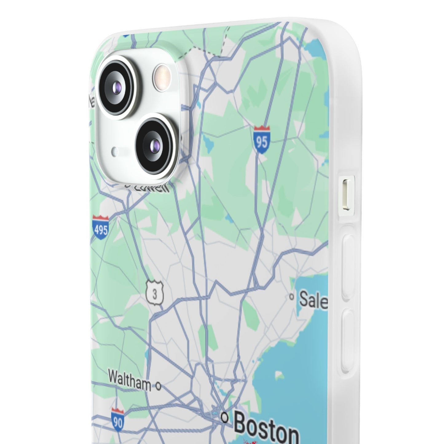 Boston Map Flexi Case for iPhone, Custom Location Phone Case, Unique Gift, Boston Heart Design, Travel Lover Accessory