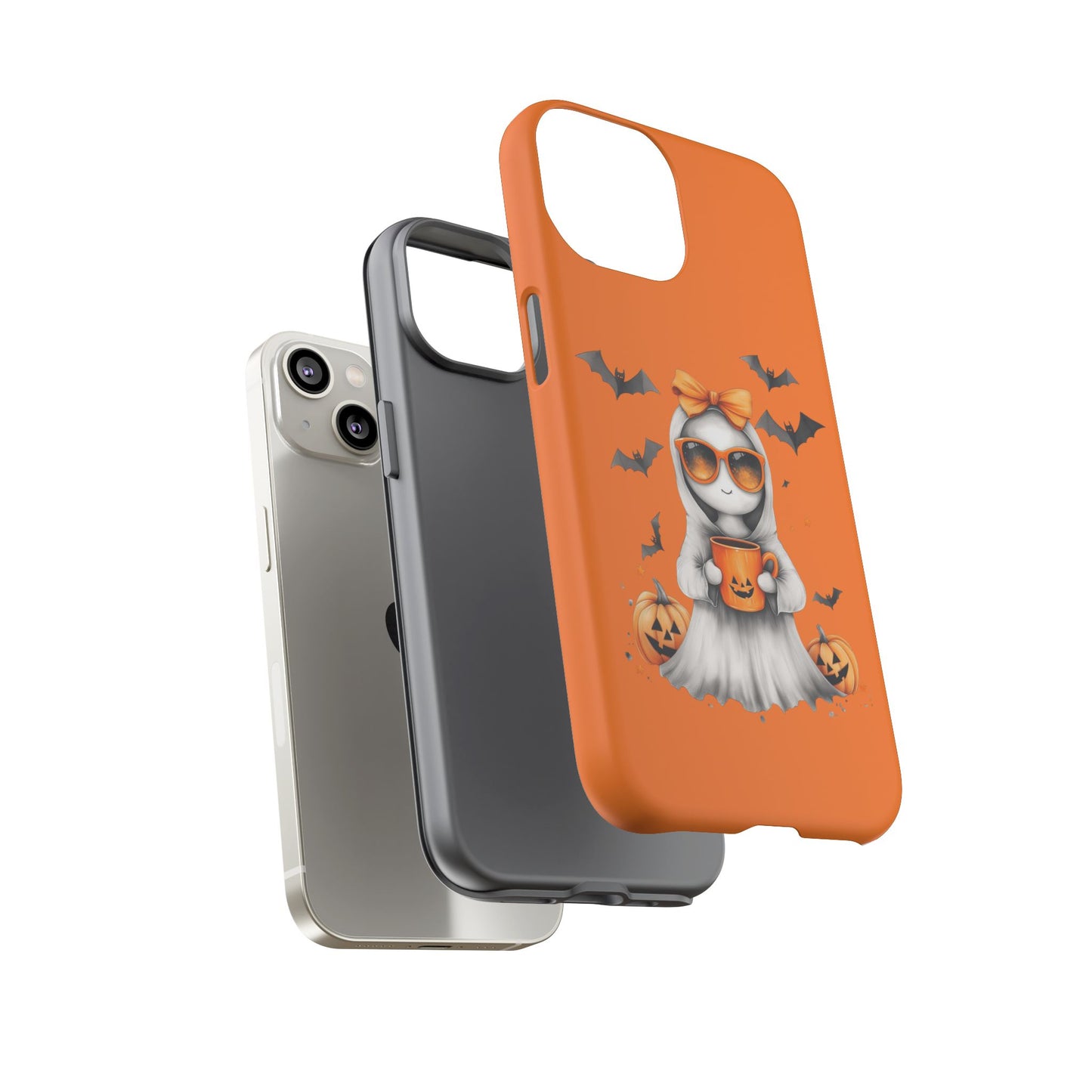Halloween Ghost Phone Case, Cute Cat Ghost Case, Autumn Phone Cover, Spooky Season Gift, Trick or Treat Case