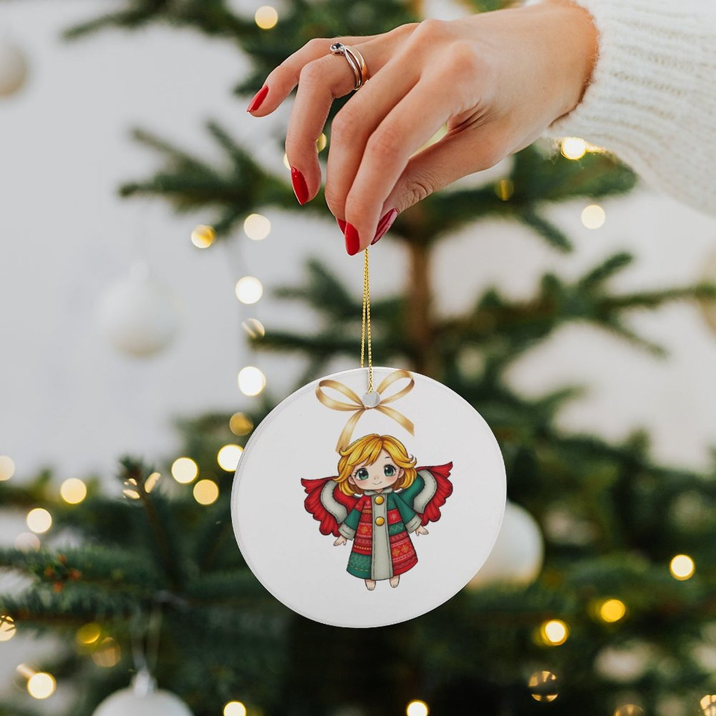 Round Ceramic Christmas Ornament (Matte Surface)