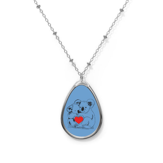 Adorable Koala Love Oval Necklace, Dainty Jewelry, Gift for Animal Lovers, Cute Pendant, Perfect for Birthdays, Valentine's Day, Anniversary