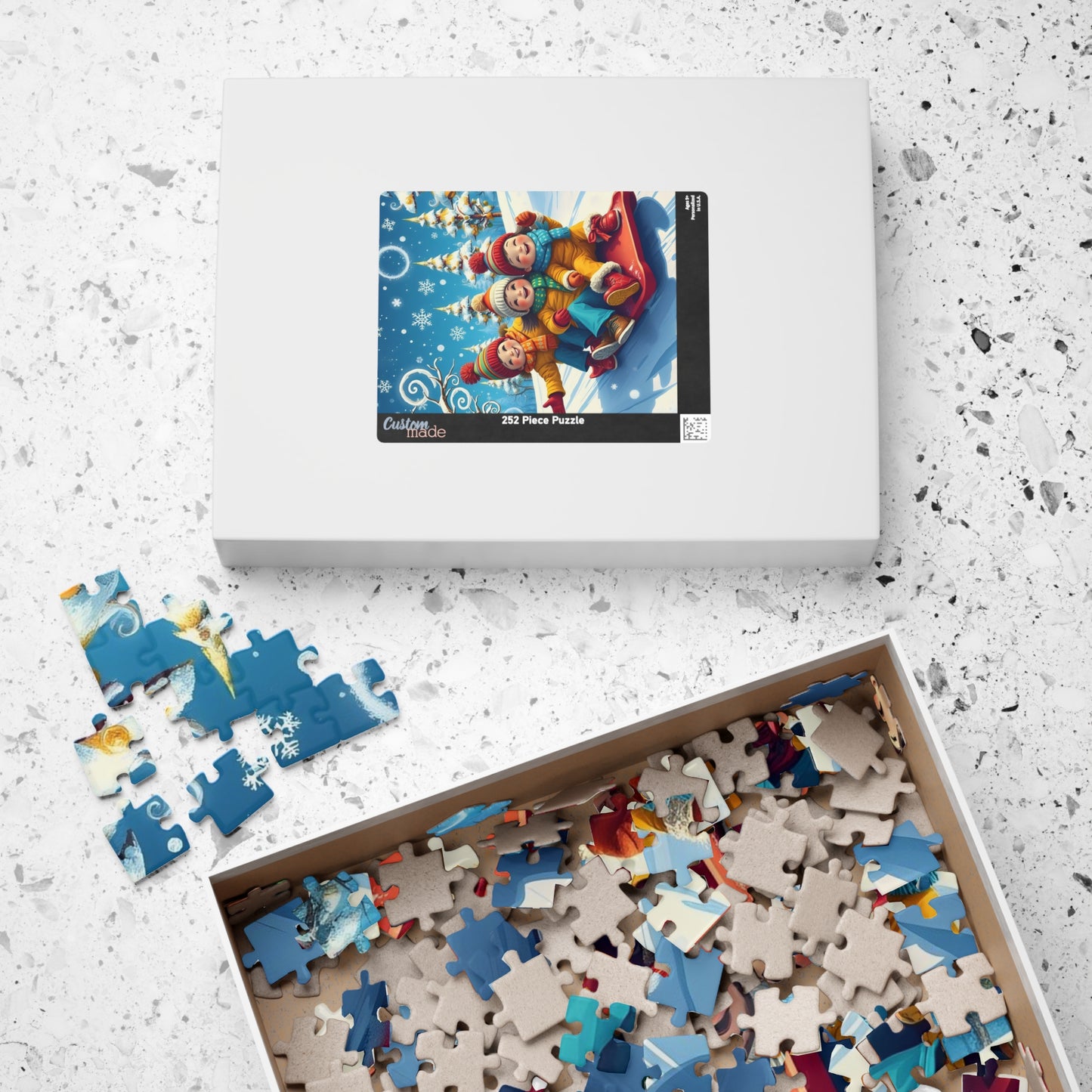 Kids Sledding Winter Scene Jigsaw Puzzle — Holiday Family Fun (110–1014 pcs)