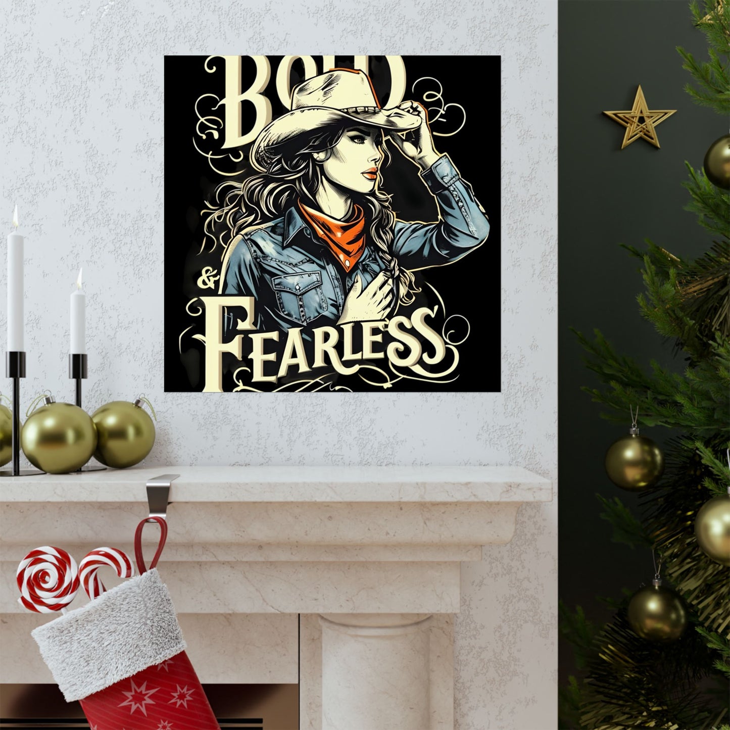 Bold & Fearless Cowboy Woman Poster — Matte Vertical Wall Art