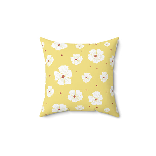 Floral Yellow Square Pillow – Cozy Home Decor, Gift for Her, Spring Accent, Mother's Day, Tropical Vibe