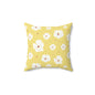 Floral Yellow Square Pillow – Cozy Home Decor, Gift for Her, Spring Accent, Mother's Day, Tropical Vibe