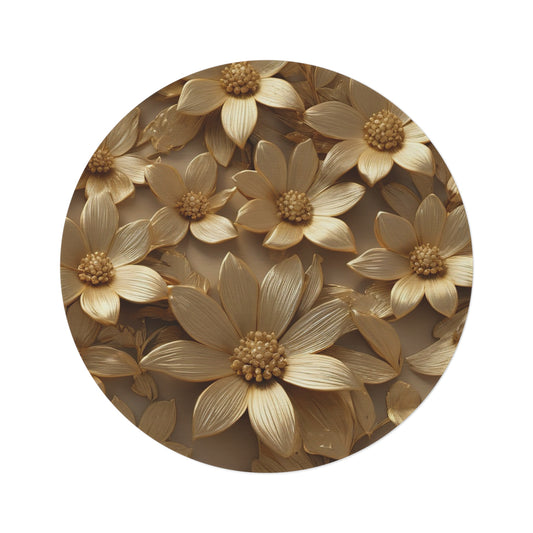 Boho Floral Round Rug, Cozy Floor Mat, Bohemian Décor, Vintage Home Accents
