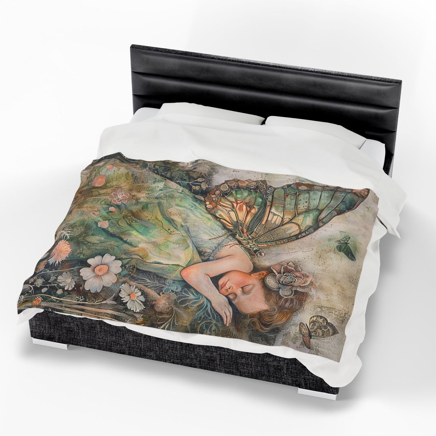 Fairy Dream Velveteen Plush Blanket — Sleeping Fairy Art Throw for Kids & Nursery