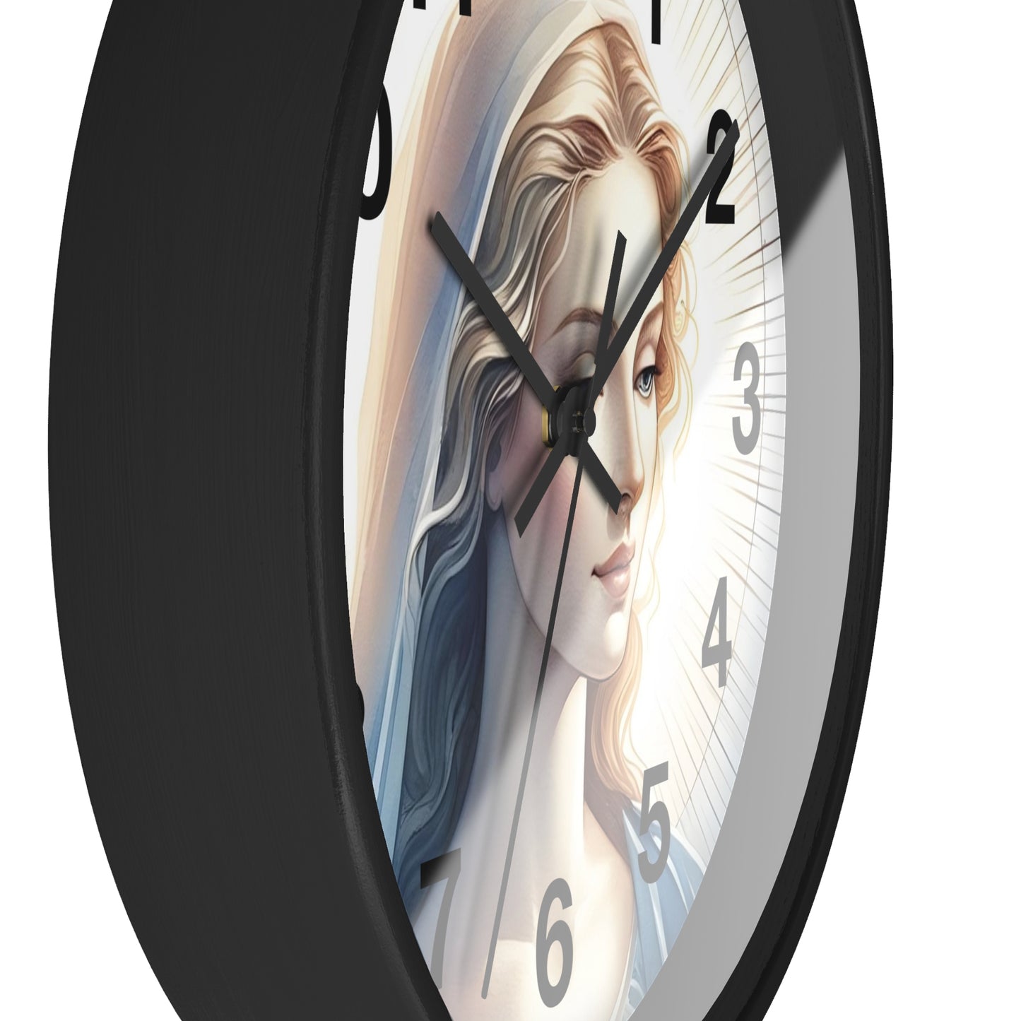 Serene Mary Wall Clock, Spiritual Decor, Gift for Mother's Day, Home Office Accent, Religious Artwork, Faith-Inspired Timepiece