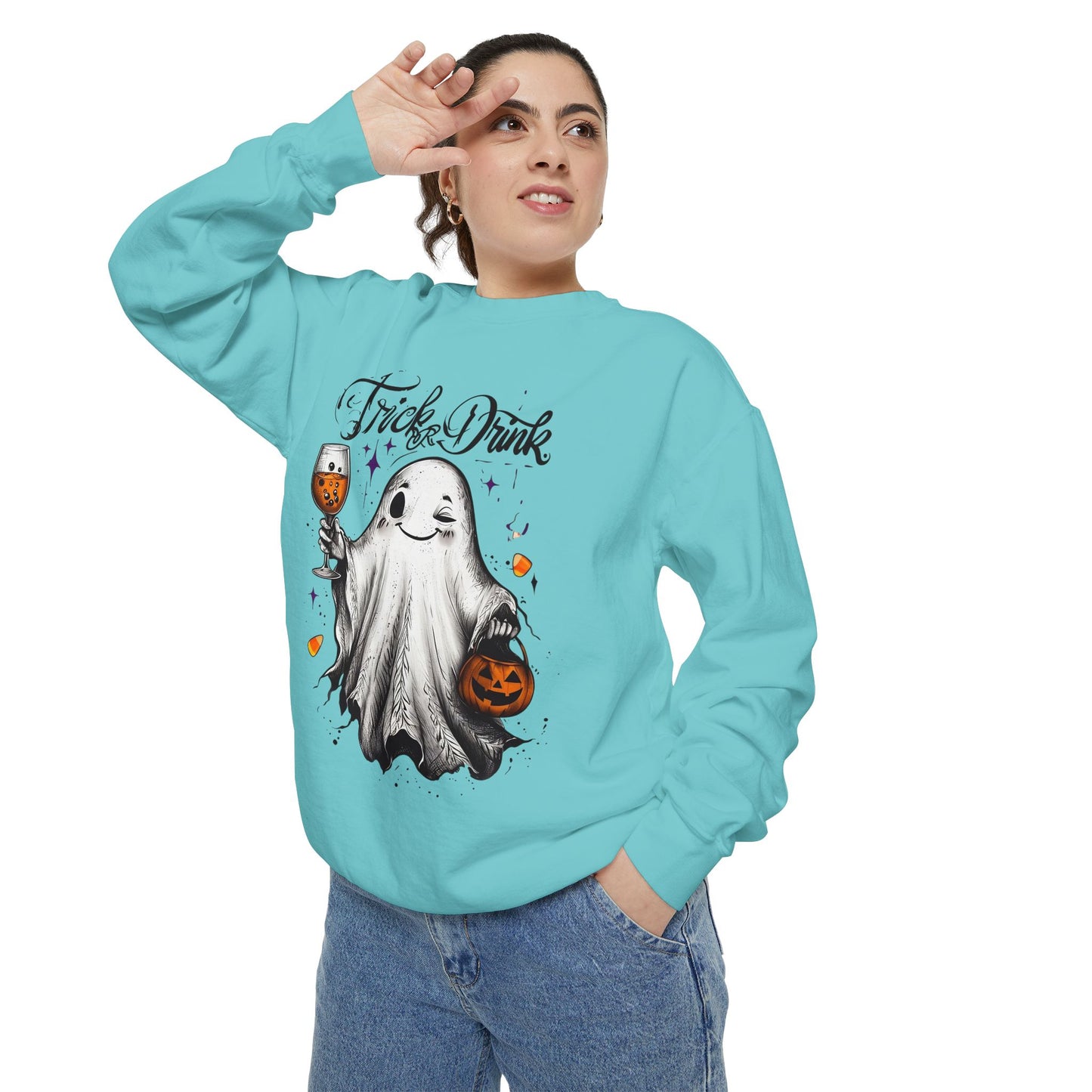 Spooky Ghost Sweatshirt | Trick or Treat Apparel, Halloween Gift, Cozy Unisex Top, Fall Fashion, Casual Wear