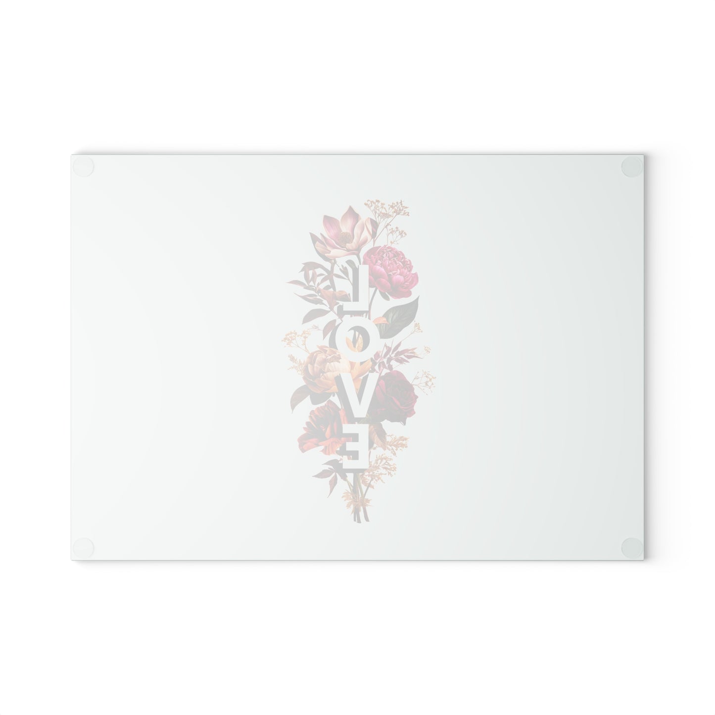 Floral Love Glass Cutting Board - Perfect Kitchen Gift, Home Decor, Wedding Gift, Stylish Cooking, Unique Engagement Present