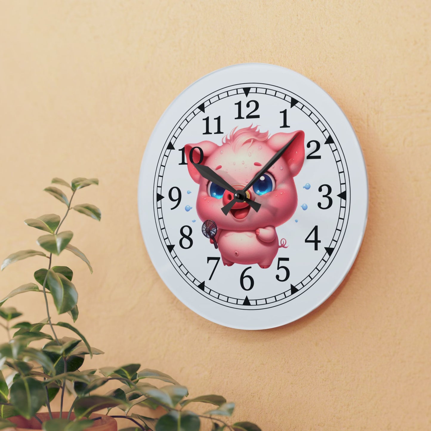 Cute Cartoon Acrylic Wall Clock, Adorable Decor for Kids Room, Fun Wall Art, Gift for Birthdays and Holidays, Nursery Wall Clock