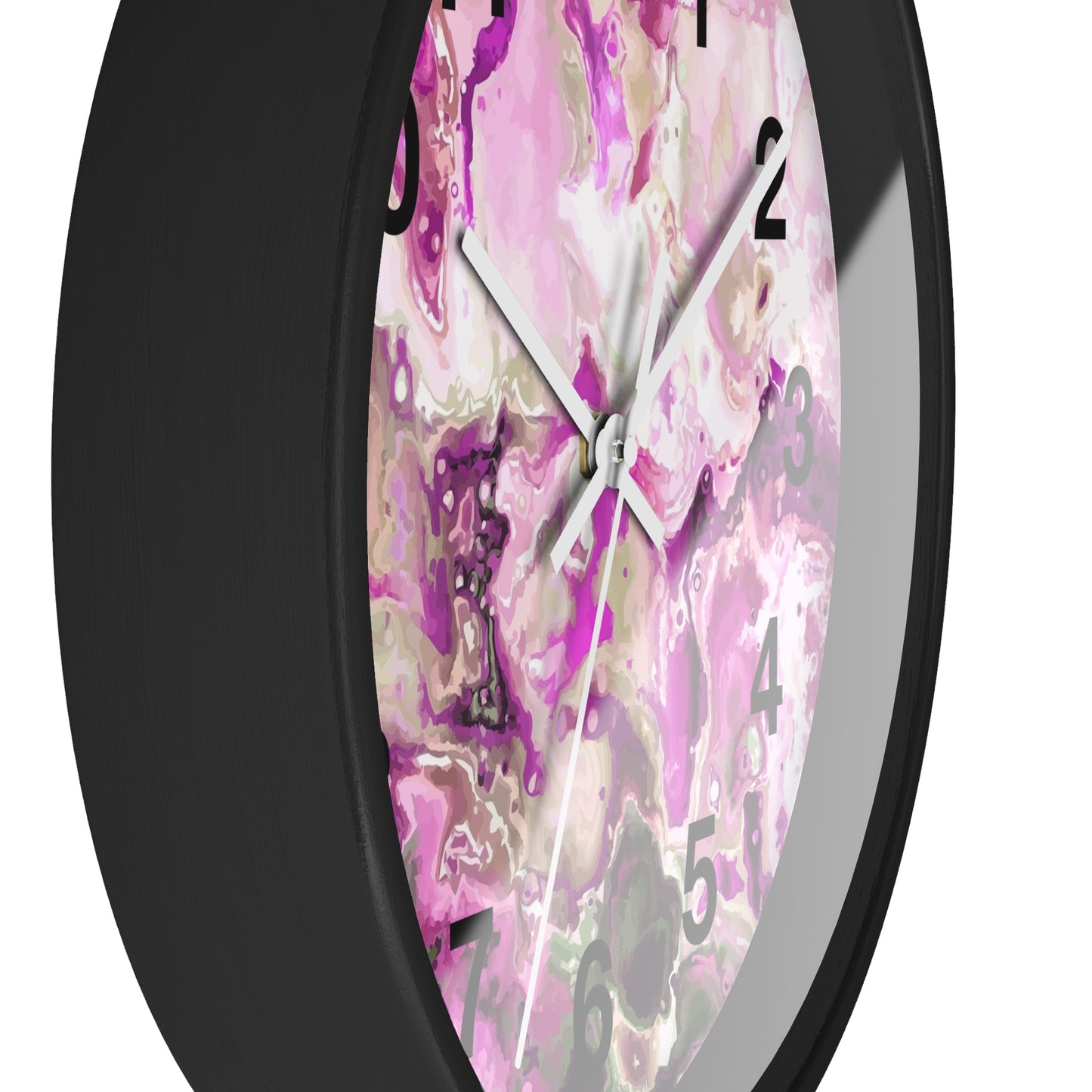 Elegant Pink Swirl Wall Clock Home Decor, Gift for Her, Modern Design, Office Wall Art, Functional Art