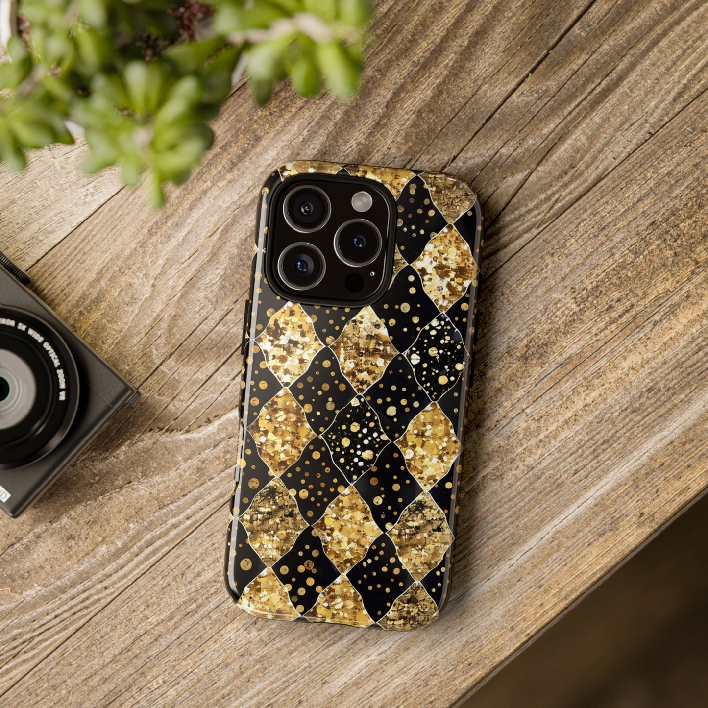 Elegant Gold & Black Phone Case for Tough Protection