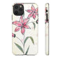 Floral Phone Case with Elegant Pink Lilies, Cute Floral Accessories, Phone Protection, Gift for Her, Stylish Cell Phone Cover