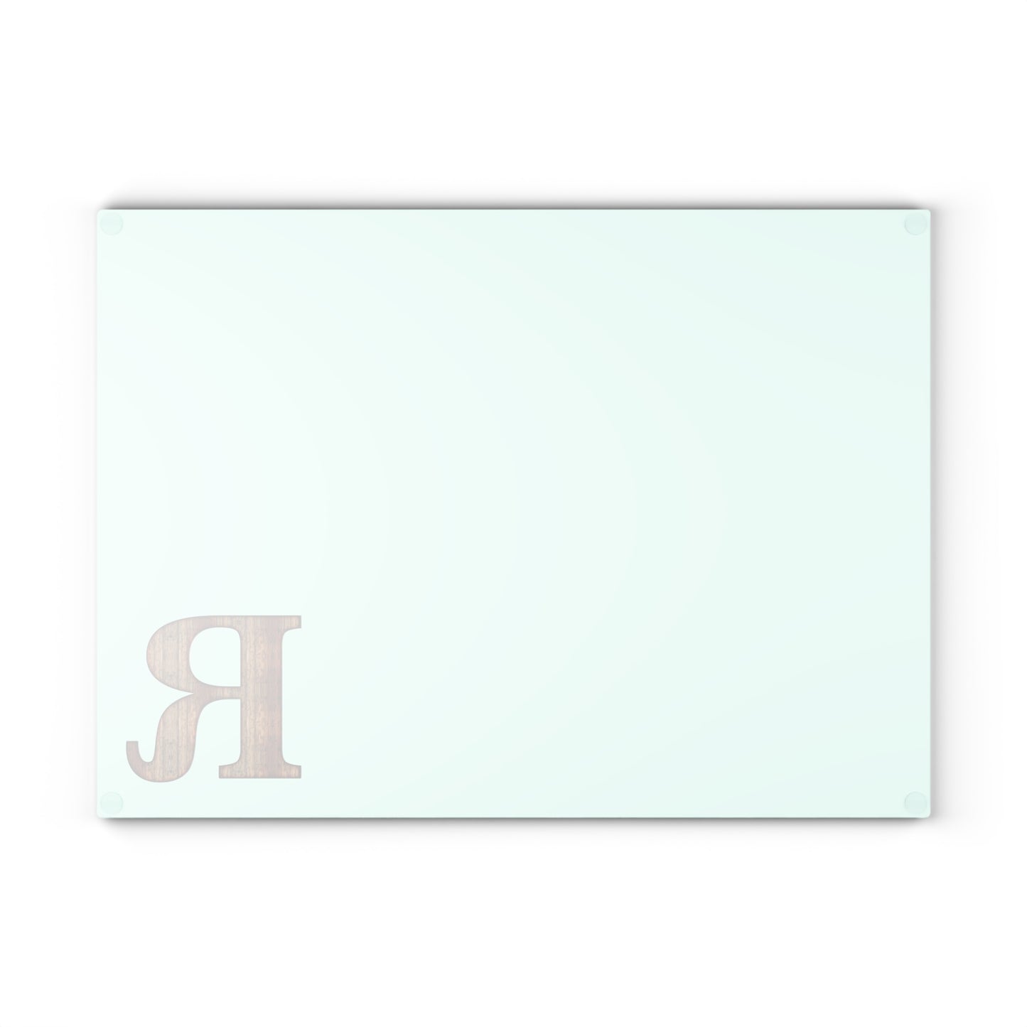 Monogram Glass Cutting Board – Mint or Clear with Wood-Style 'R' Corner