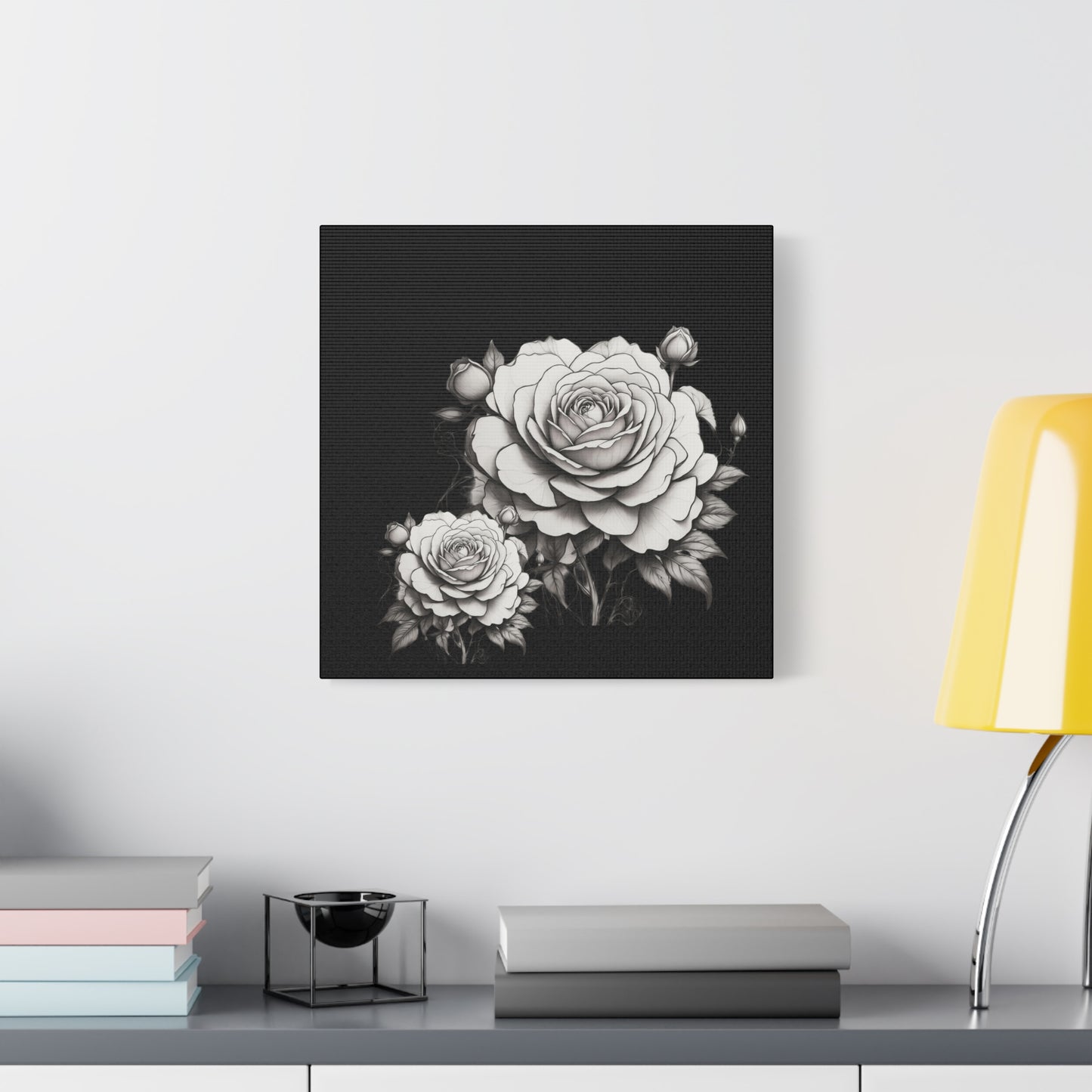 Monochrome Rose Canvas Print — Black & White Floral Wall Art
