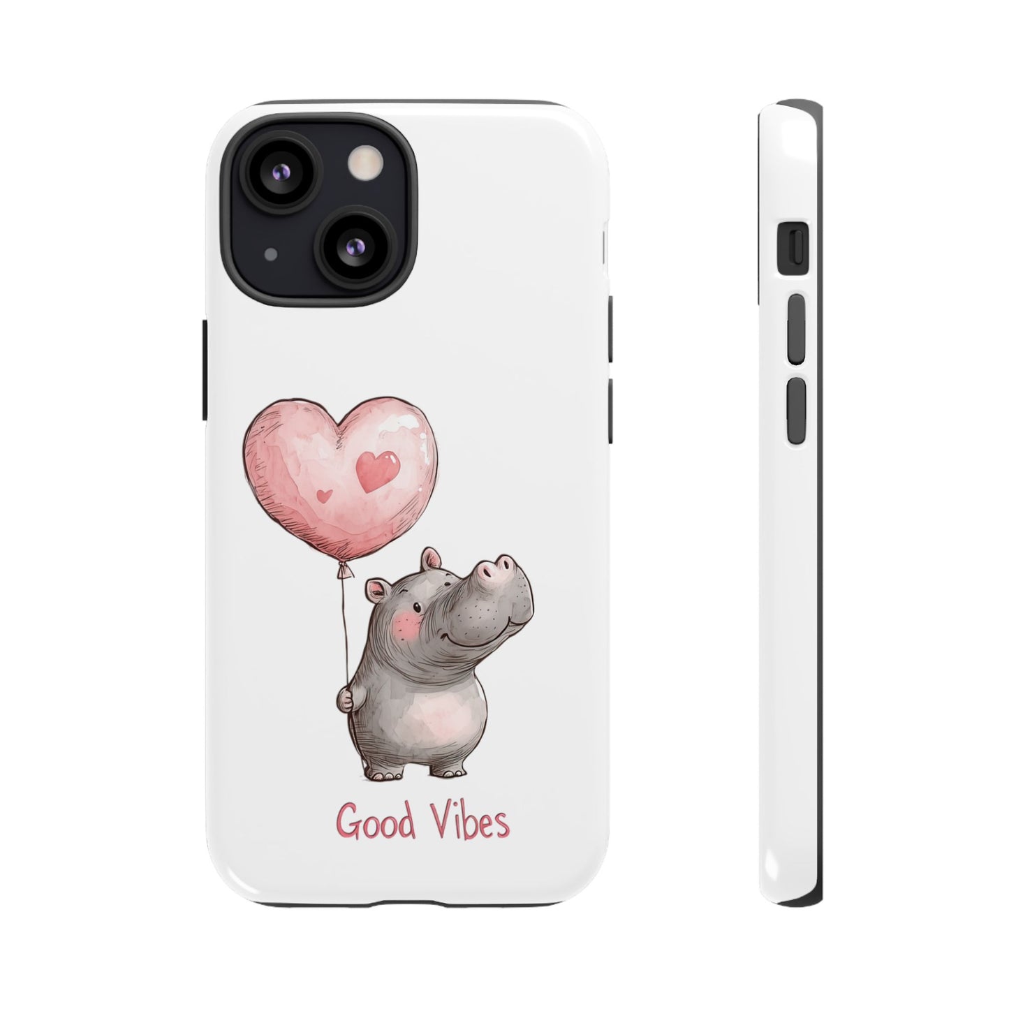 Cute Hippo Phone Case - Good Vibes Design, Animal Lover Gift, Fun Accessory, Birthday Present, Phone Accessories