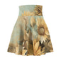 Bohemian Floral Skater Skirt, Sunflower Print, Casual Summer Style, Cute Vacation Outfit, Vintage-inspired Dress