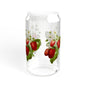 Strawberry-Painted Sipper Glass, Eco-Friendly Drinkware for Smoothies, Juices, Gifts for Mom, Summer Parties, Kitchen Decor